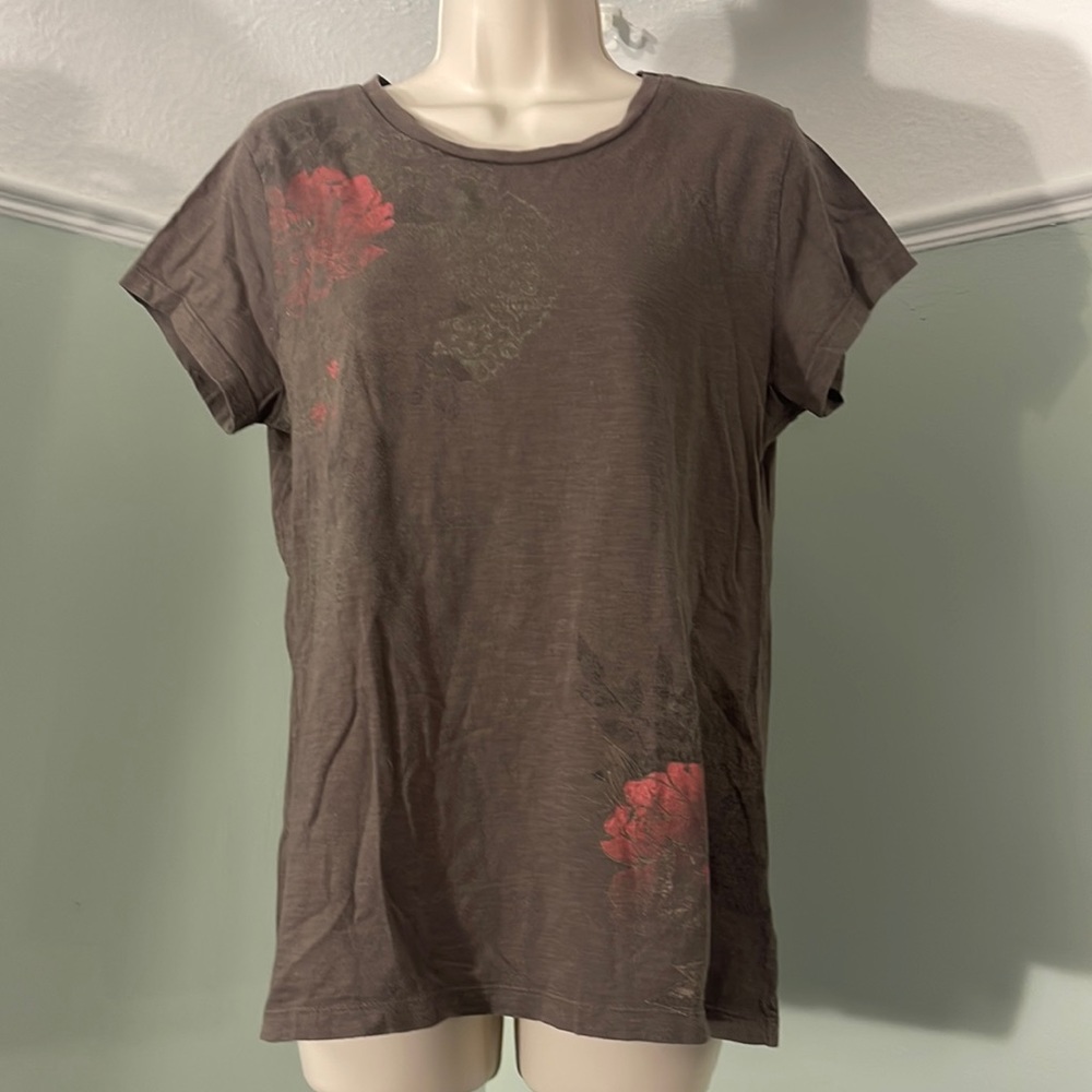 Muted floral pattern on brown